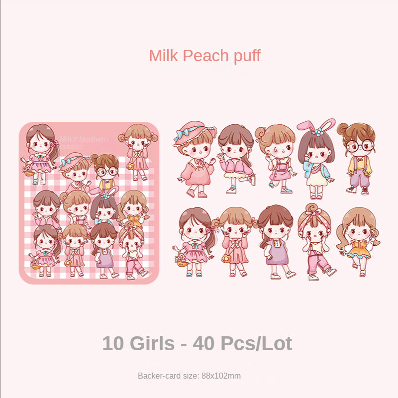 40 Pcs/Lot PET sticker 10 Girls Style cute cartoon waterproof decorative sticker #ST3145