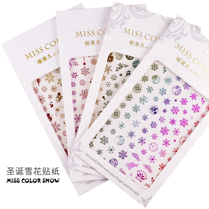 Christmas Colored White Snowflake Nail Stickers #s2198