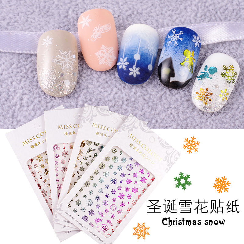 Christmas Colored White Snowflake Nail Stickers #s2198