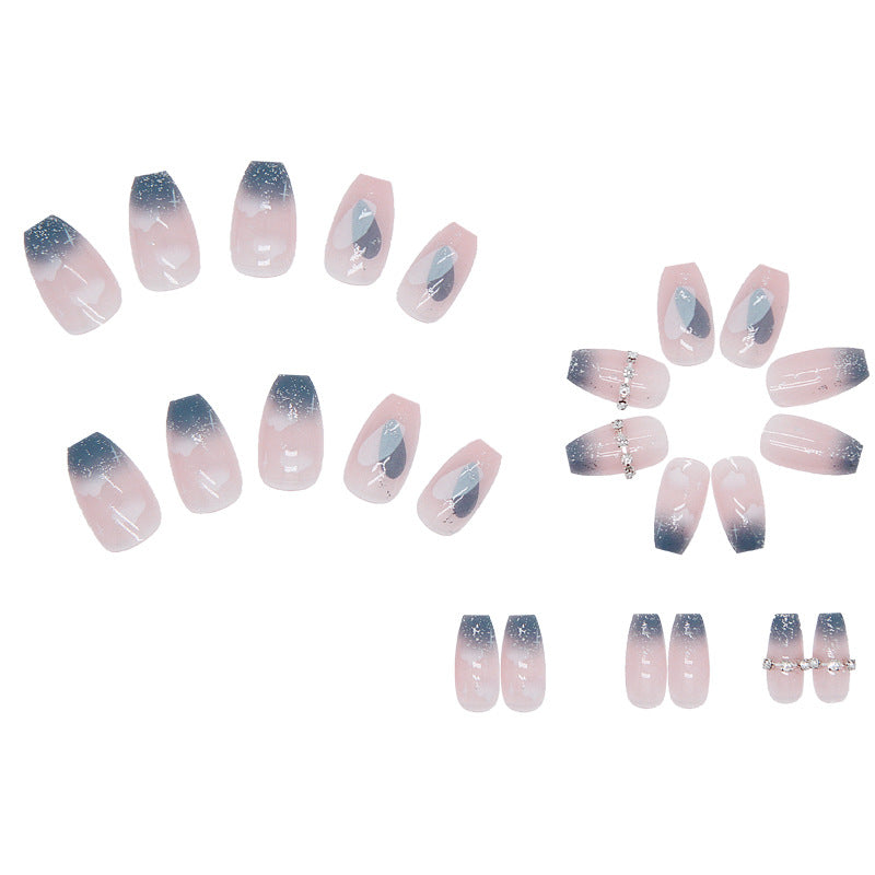 Blue star rhinestones Fake Nail#N5459