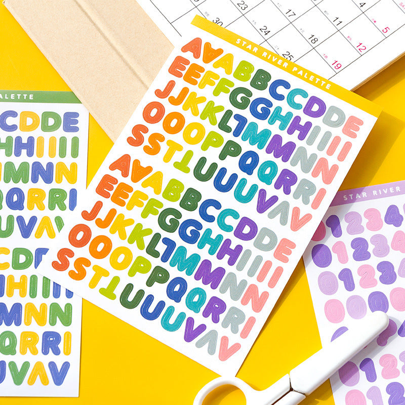Color palette number letter sticker English stickers #s2456