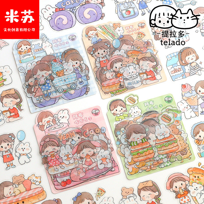 Waterproof cute hand account girl computer water cup sticker 9 girls*3pcs #s8077