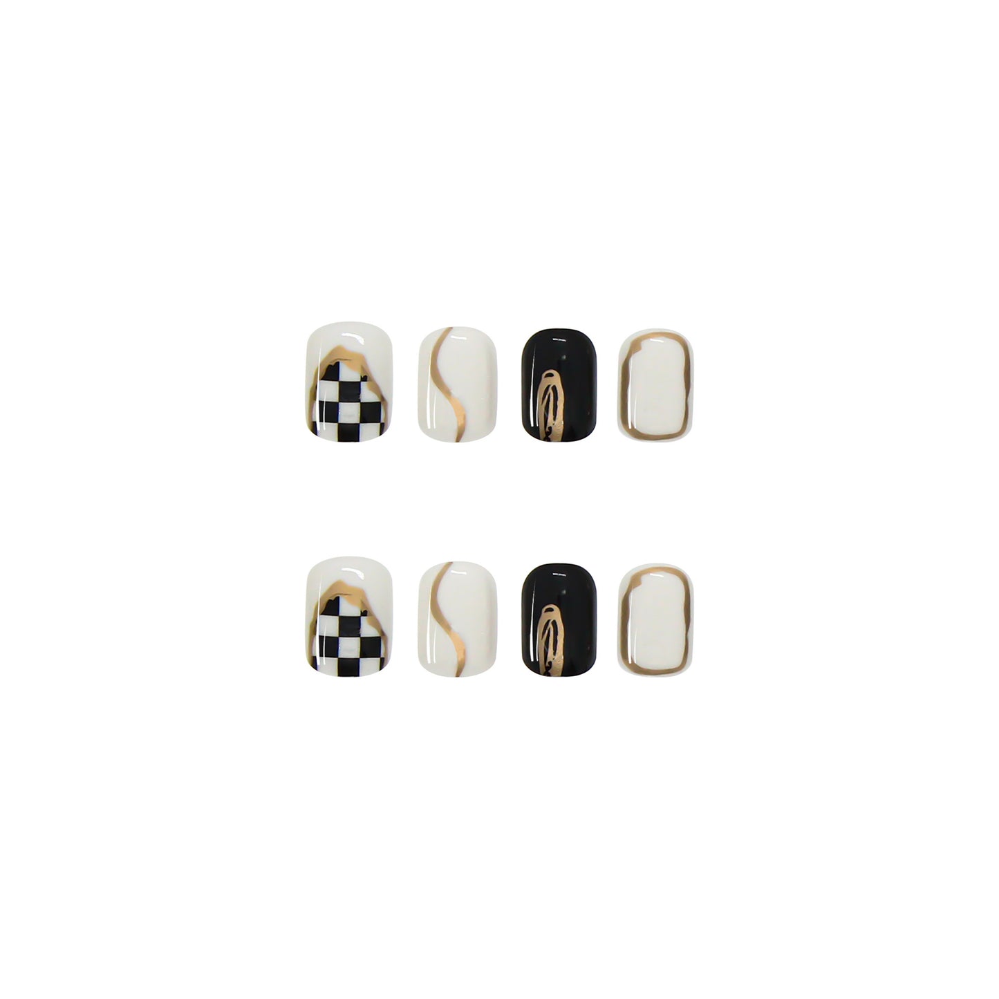 Irregular black and white grid nailpatch removable nailpatch #N5214