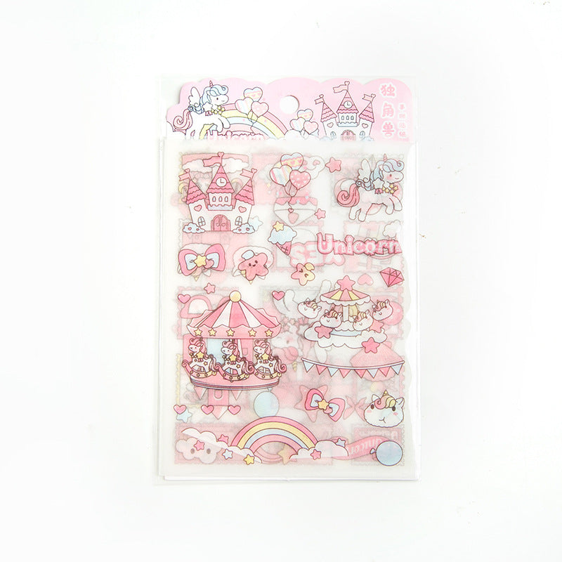 4sheets/lot Cute Cartoon PET Sticker Lovely Girls Scrapbooking Sticker Sheets Japanese Stationery Supply #st2365