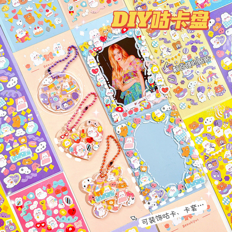 Cartoon hot silver goo card cute laser hand account sticker #S6643