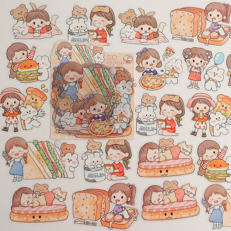 Waterproof cute hand account girl computer water cup sticker 9 girls*3pcs #s8077