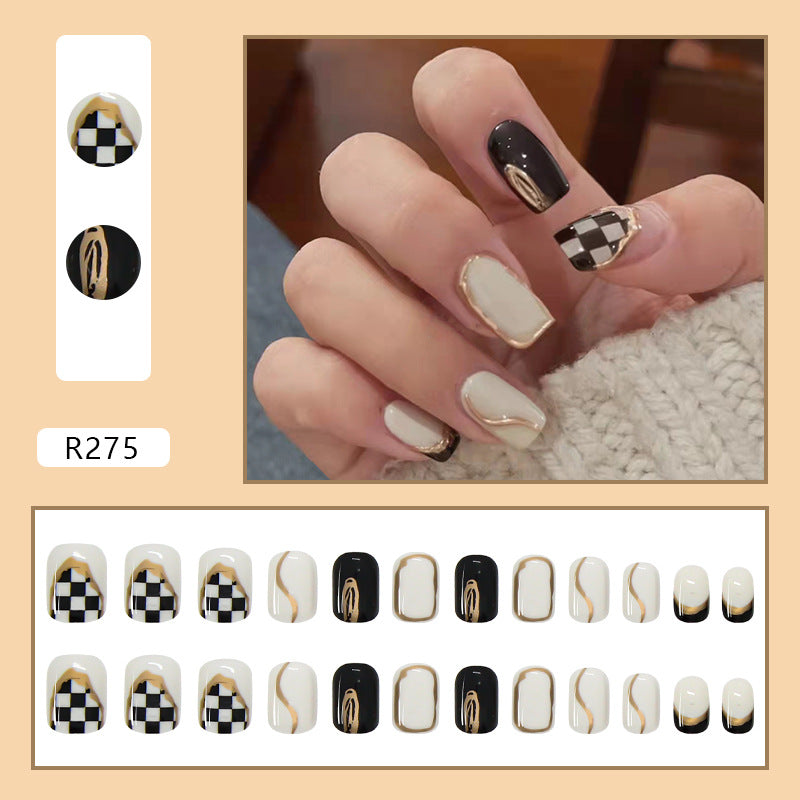 Irregular black and white grid nailpatch removable nailpatch #N5214
