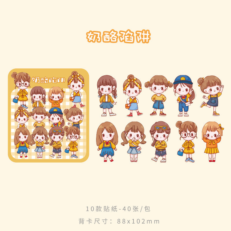 40 Pcs/Lot PET sticker 10 Girls Style cute cartoon waterproof decorative sticker #ST3145