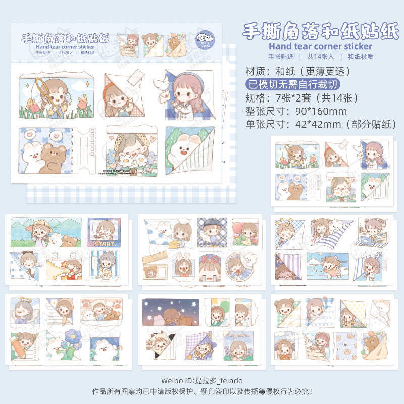 Cute cartoon girl handbook stickers 14pcs/lot #s9538