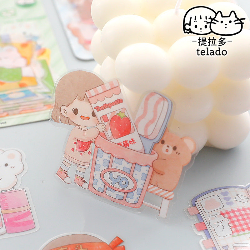 PET waterproof cute girl hand account sticker #S7156
