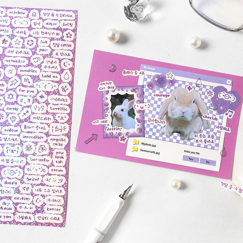English letters glittering hand account DIY decorative stickers #S9842