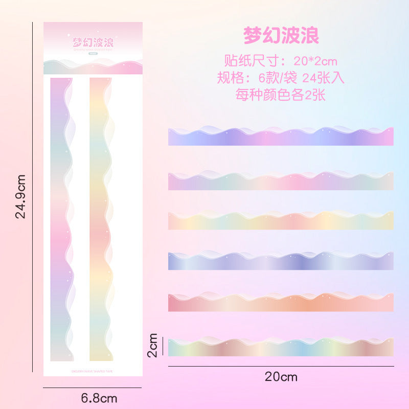 Irregular wave landscaping manual account material decorative sticker #S6624