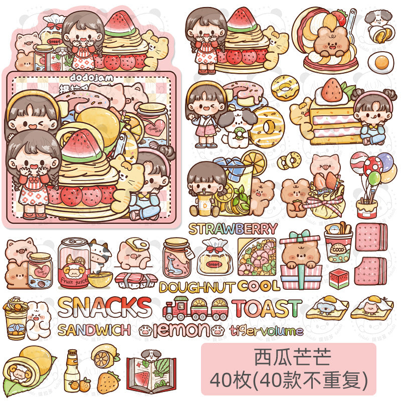 Colorful dessert series cute cartoon character DIY hand account stickers#S2112