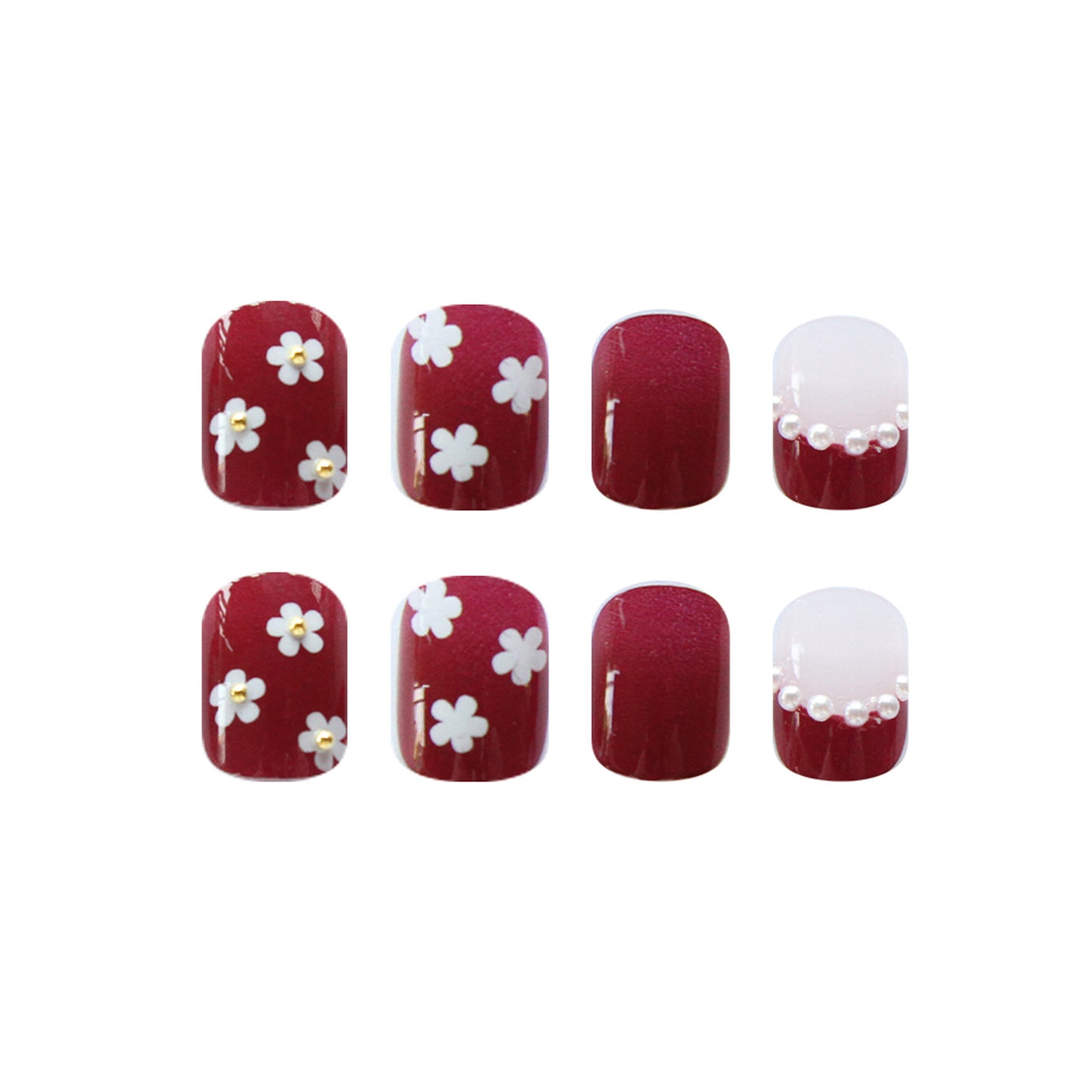 Cherry Flower Pearl Nail Art Removable Nail Patch Nail Art Finished #N3098