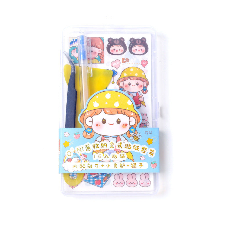 DIY hand account decorative material sticker tweezers storage box set #S0152