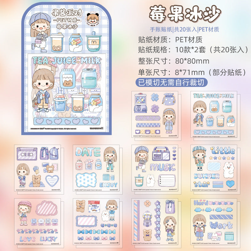 Cute girl food sticker 2pcs*10shape #S6196