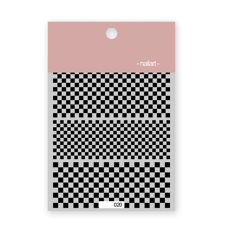 Cartoon Bear Rabbit Black White Plaid Nail Stickers #NA3566