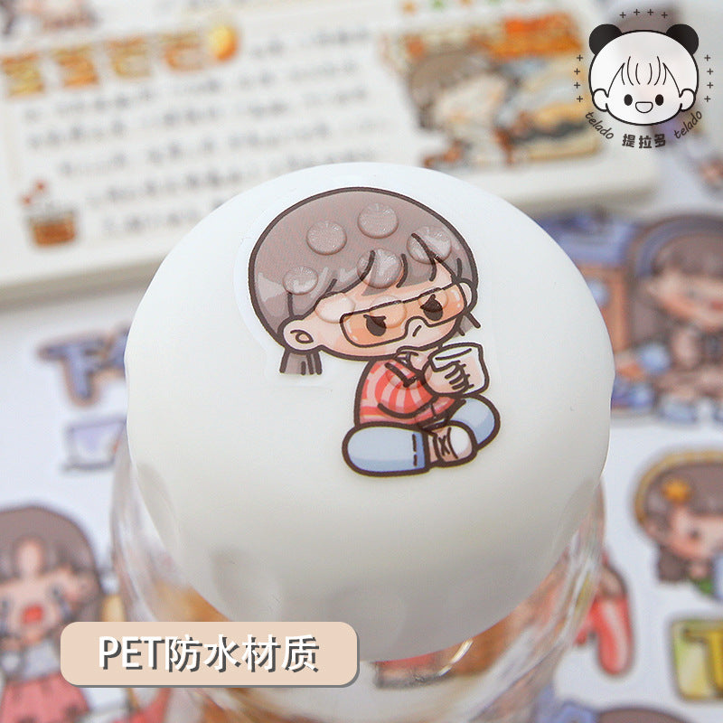 PET waterproof cute girl hand account sticker #S8710