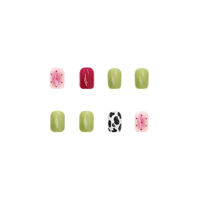 Summer New Short Thin Cow Pattern Nail Tips #N4090
