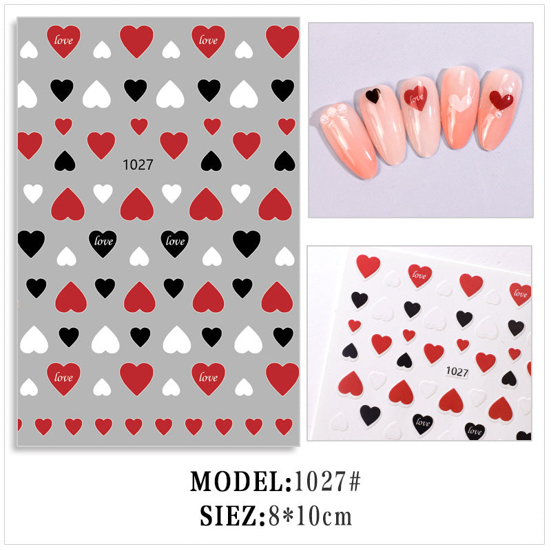 Colorful Heart Love Nail Stickers #s8266