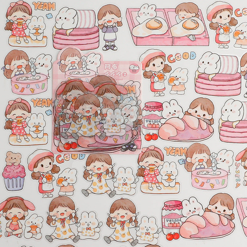 Waterproof cute hand account girl computer water cup sticker 9 girls*3pcs #s8077