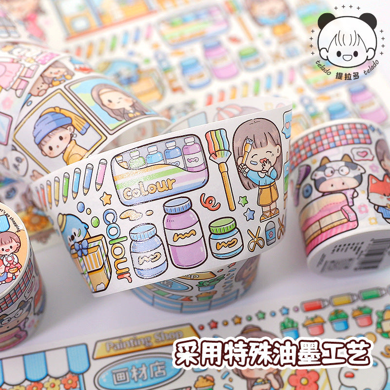 Shopping together series cute girl cartoon hand account decoration sticker #S2104