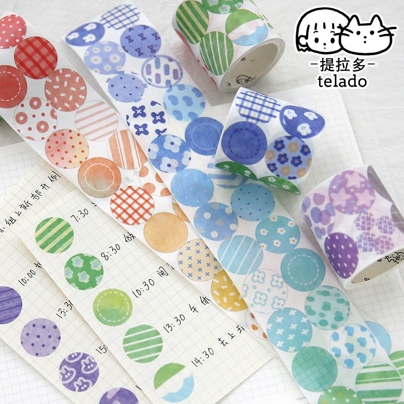 Round Colored Tape Stickers 4.5cm*3m #st8486
