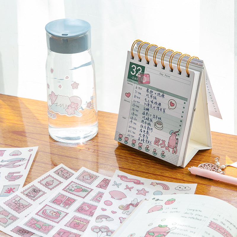 4sheets/lot Cute Cartoon PET Sticker Lovely Girls Scrapbooking Sticker Sheets Japanese Stationery Supply #st2365
