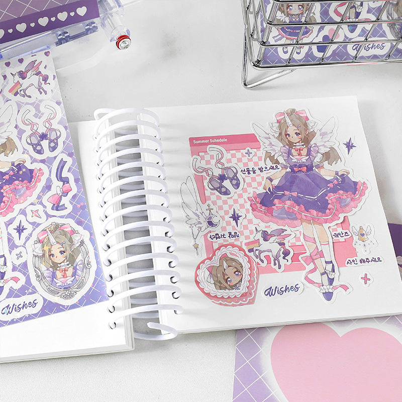Cartoon sweet cool girl DIY hand account material decoration sticker #S9760