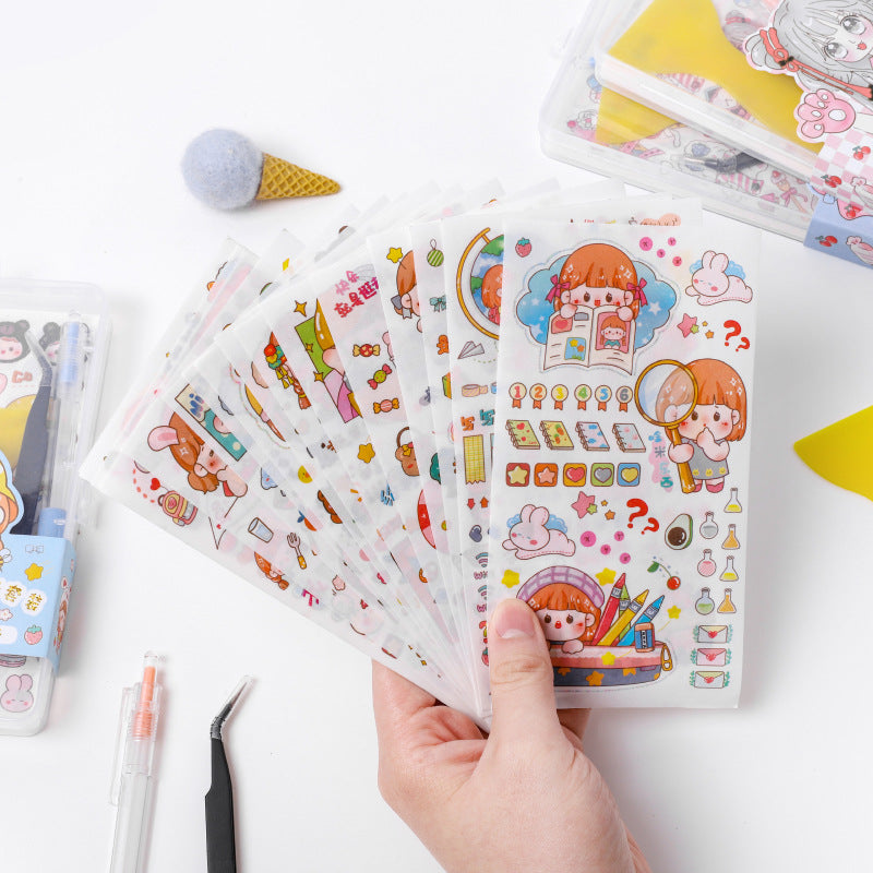 DIY hand account decorative material sticker tweezers storage box set #S0152