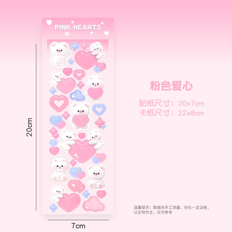 Laser 3D stereo card sticker Cute bear hand account sticker #S6646