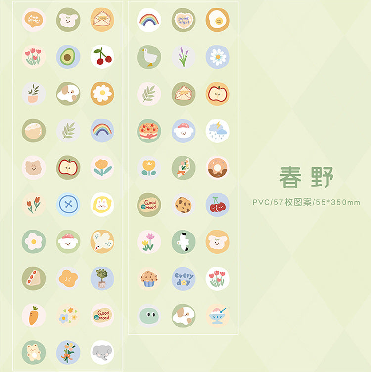 Round cute simple hand account decorative material sticker #S7390