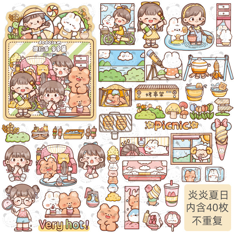 Summer series cute cartoon character hand account decoration sticker #S2110