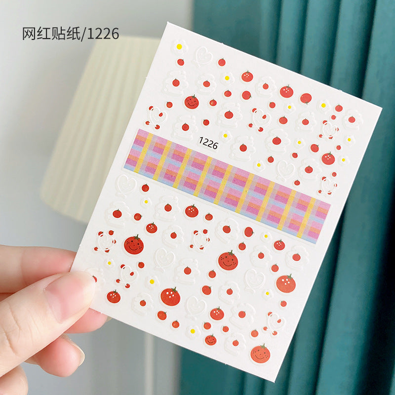 Summer nail stickers small flowers daisies cute bunny rainbow #s6174