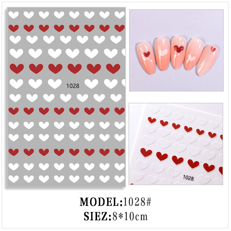 Colorful Heart Love Nail Stickers #s8266
