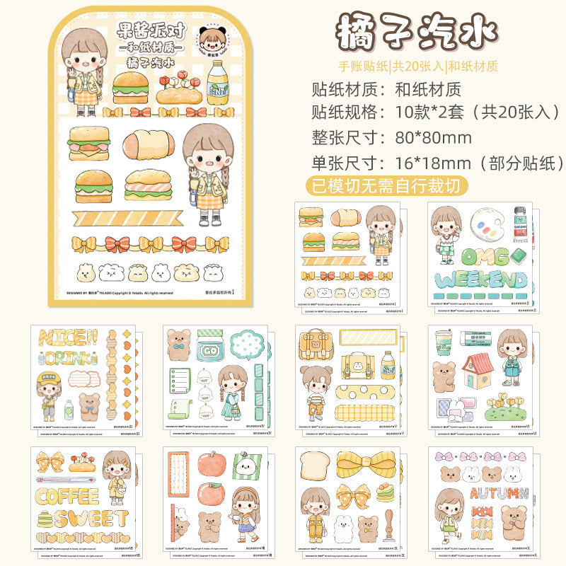 Cute girl food sticker 2pcs*10shape #S6196