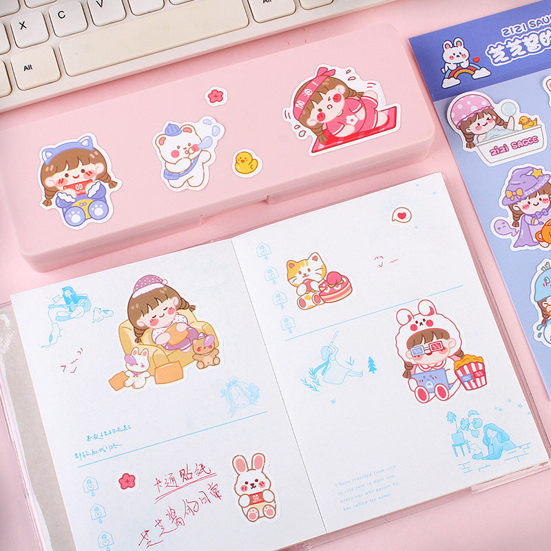 2pcs/lot New girl cute cartoon waterproof sticker #s5743