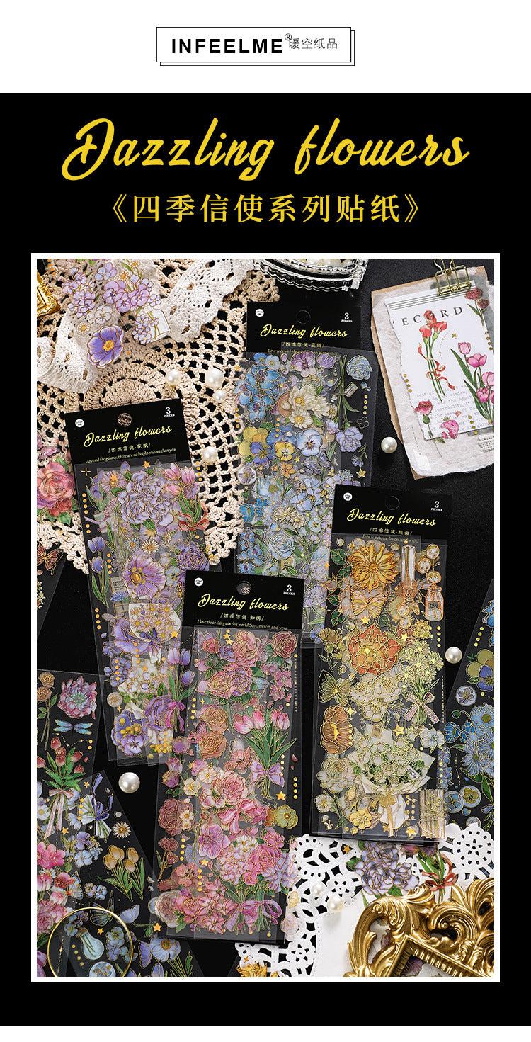 Vintage flower DIY hand account material sticker #S9754