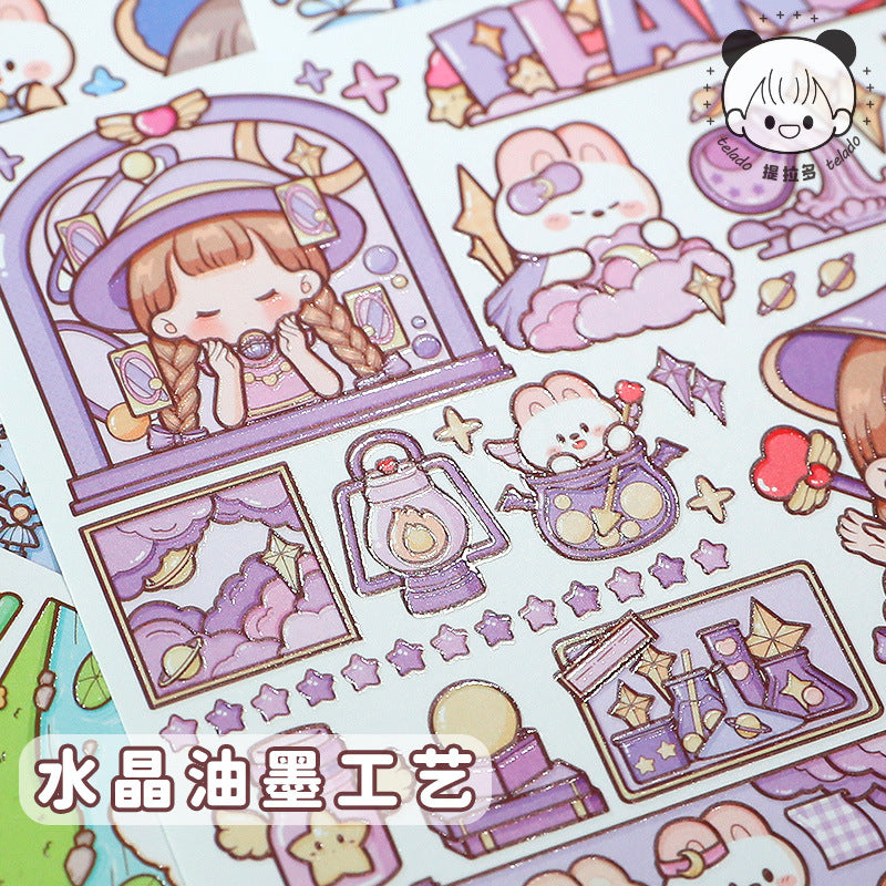 Cute Girl Fantasy Adventure Account Decorative Sticker 12pcs/lot #S8782