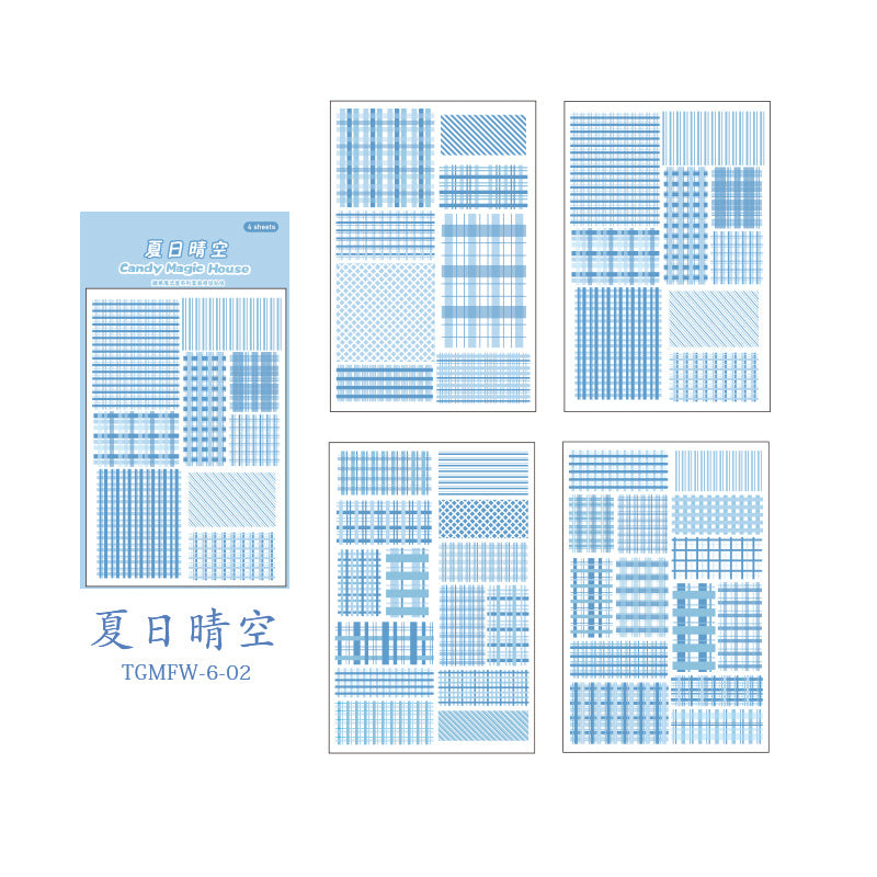 Cute plaid stickers DIY material 4pcs/lot #s6161