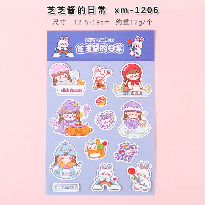 2pcs/lot New girl cute cartoon waterproof sticker #s5743