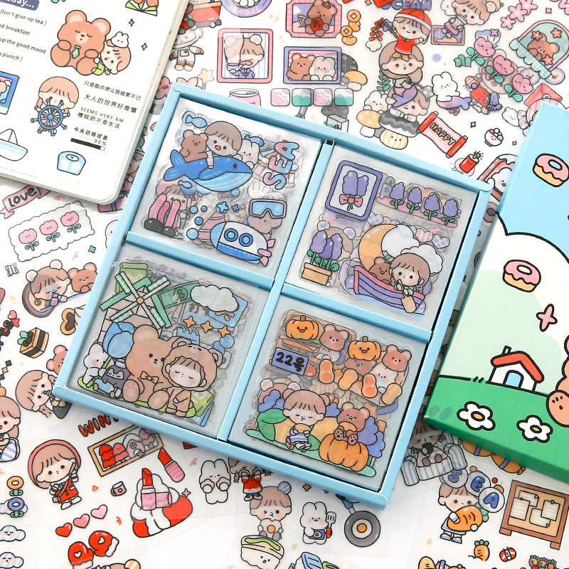 PET waterproof sticker hand account gift box 100pcs/lot #S5718