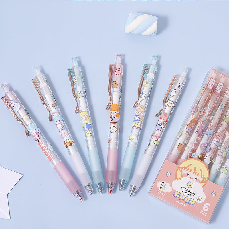 Girls Press Gel Pens 6 pcs/lot #p3528