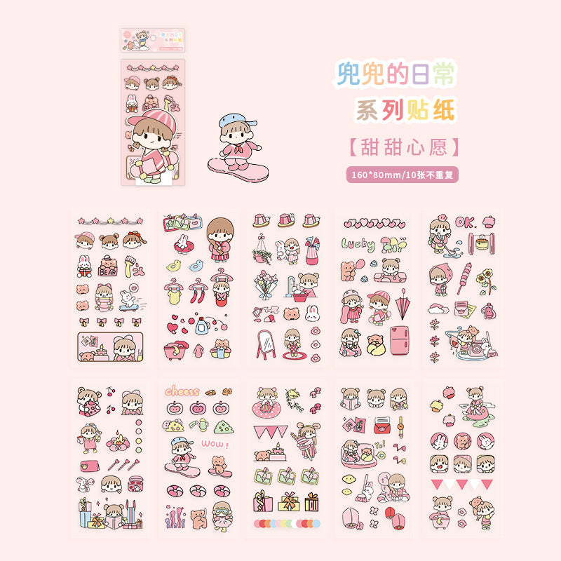 Pet waterproof hand account girl stickers 10pcs/lot #s3998