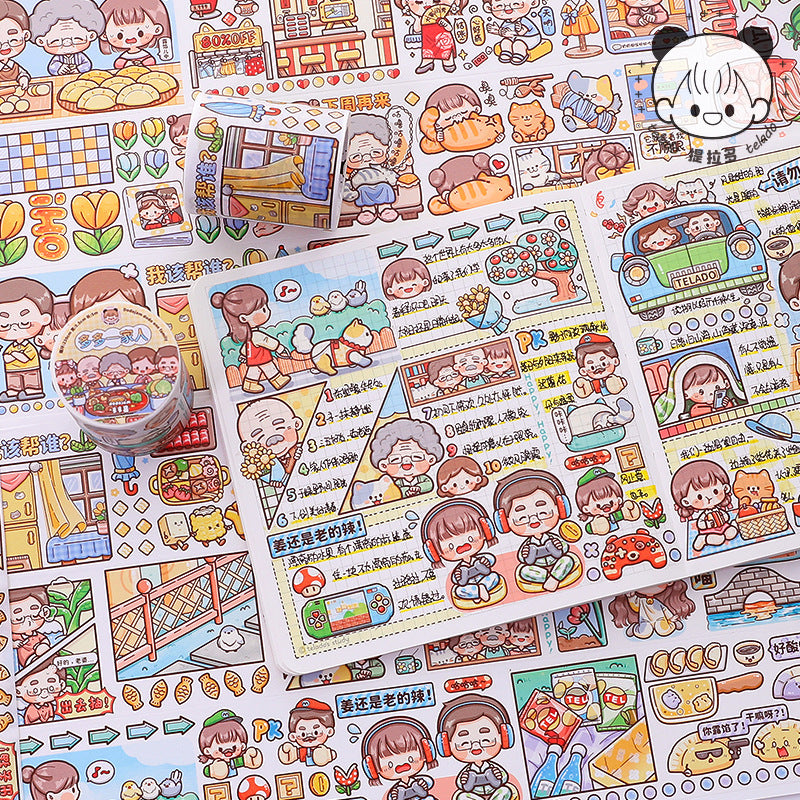 Family series cartoon cute girl hand account decorative material stickers #S2108