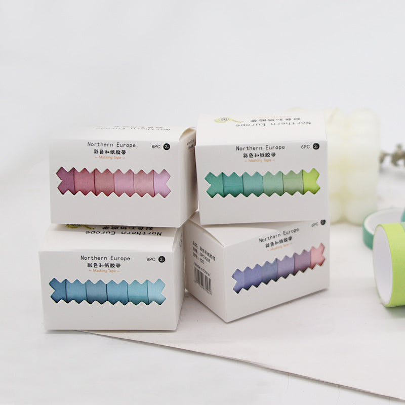 6 Pcs/Box Rainbow Washi Tape 24Color Stickers 1.5cm*2m #WT5386