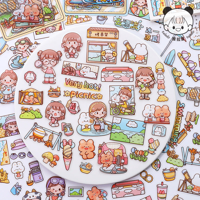 Summer series cute cartoon character hand account decoration sticker #S2110
