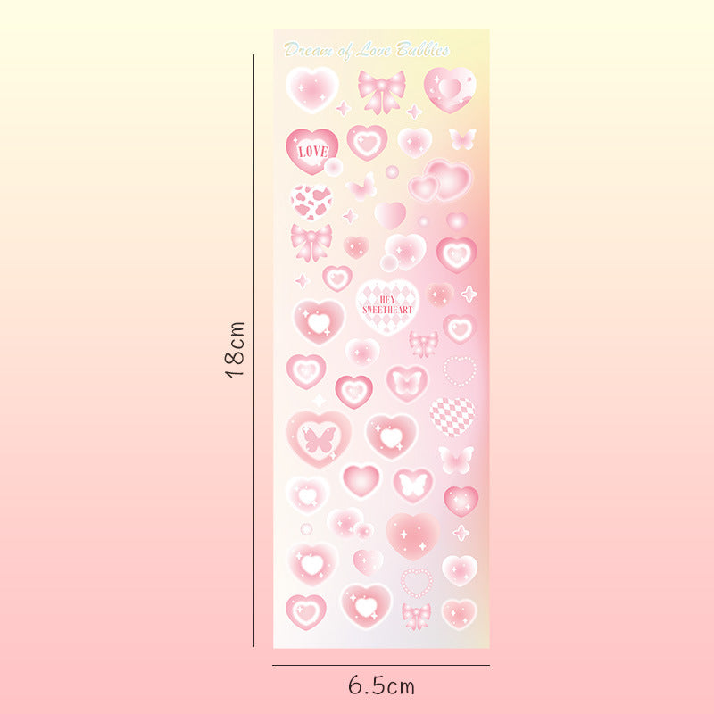 Laser Girls' Heart Bubble DIY Sticker #S6652