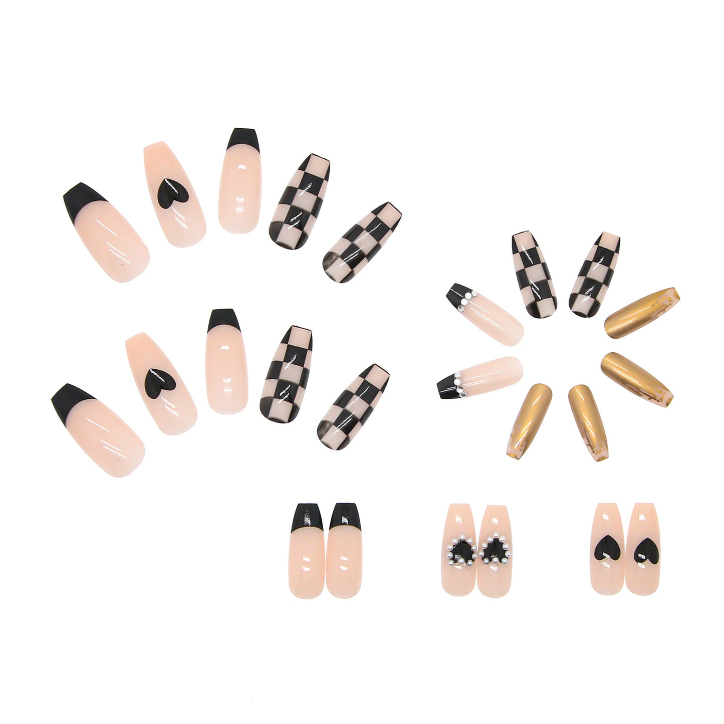 Black and White Love Fake Nail #N2553