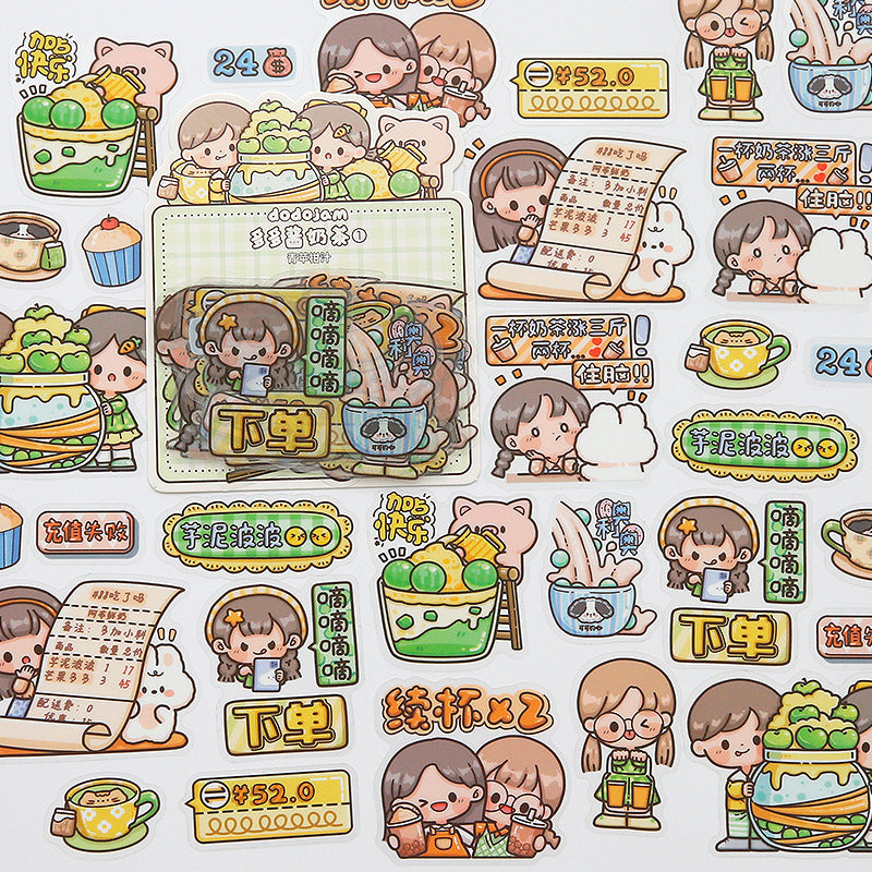 PET waterproof cute girl hand account sticker #S8710